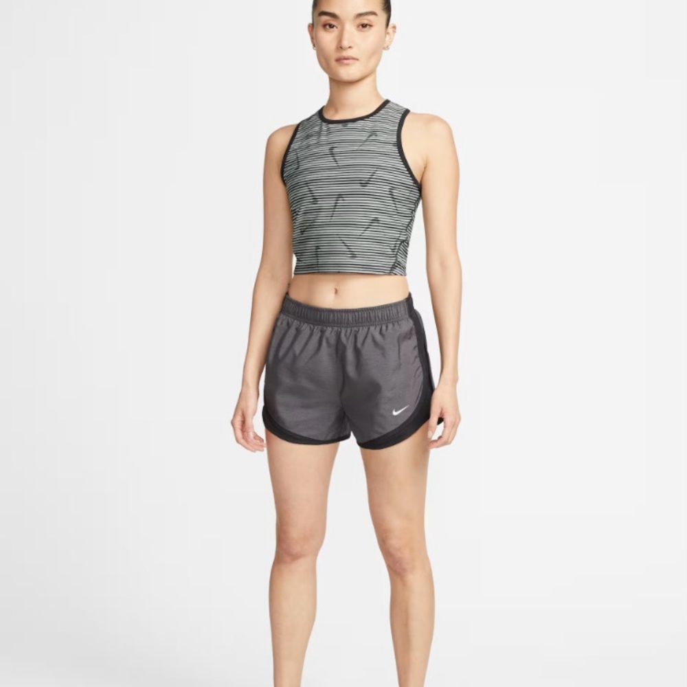 Nike Women's DRI-FIT Tempo Running Shorts Heather Gray Blk Size S